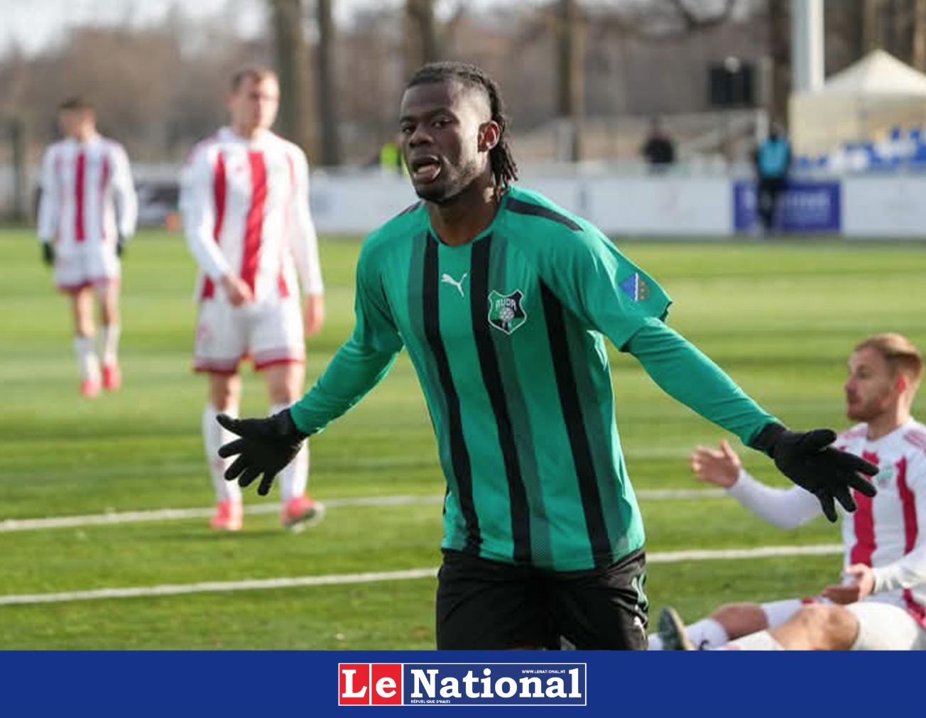 Stevenson Jeudy, ancien joueur du Violette AC, marque et délivre une passe décisive pour le FK Auda !